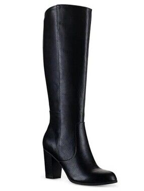 Style & Co Addyy Knee High Boots Black Extra Wide Calf Block Heel Women's 9.5W